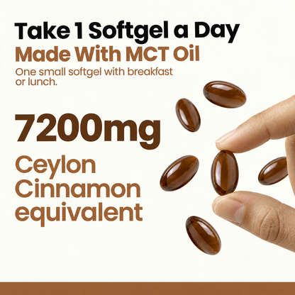 One Ceylarae softgel a day, 7200mg equivalent, made with MCT oil